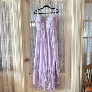 Lavender Rose Chiffon Corseted Formal Dress